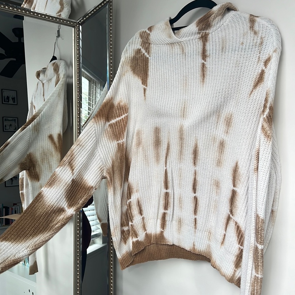 Tie dye crochet knit hoodie